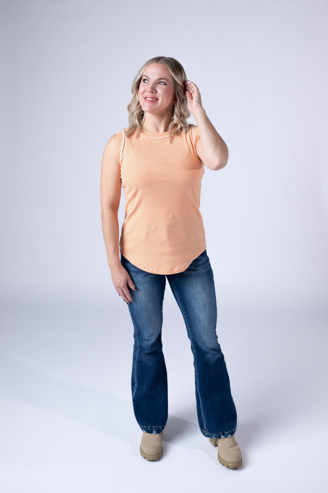 IN STOCK Morgan Micro Striped Tank - Orange