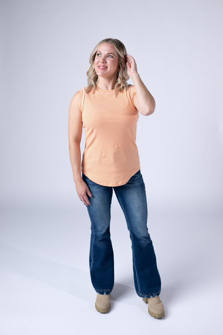 IN STOCK Morgan Micro Striped Tank - Orange