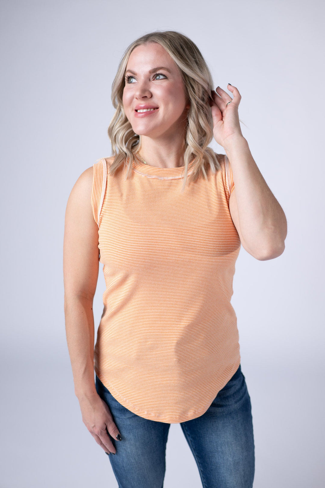 IN STOCK Morgan Micro Striped Tank - Orange