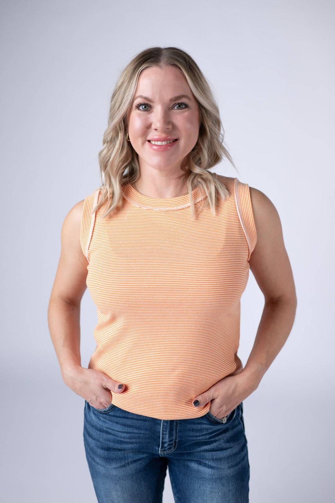 IN STOCK Morgan Micro Striped Tank - Orange