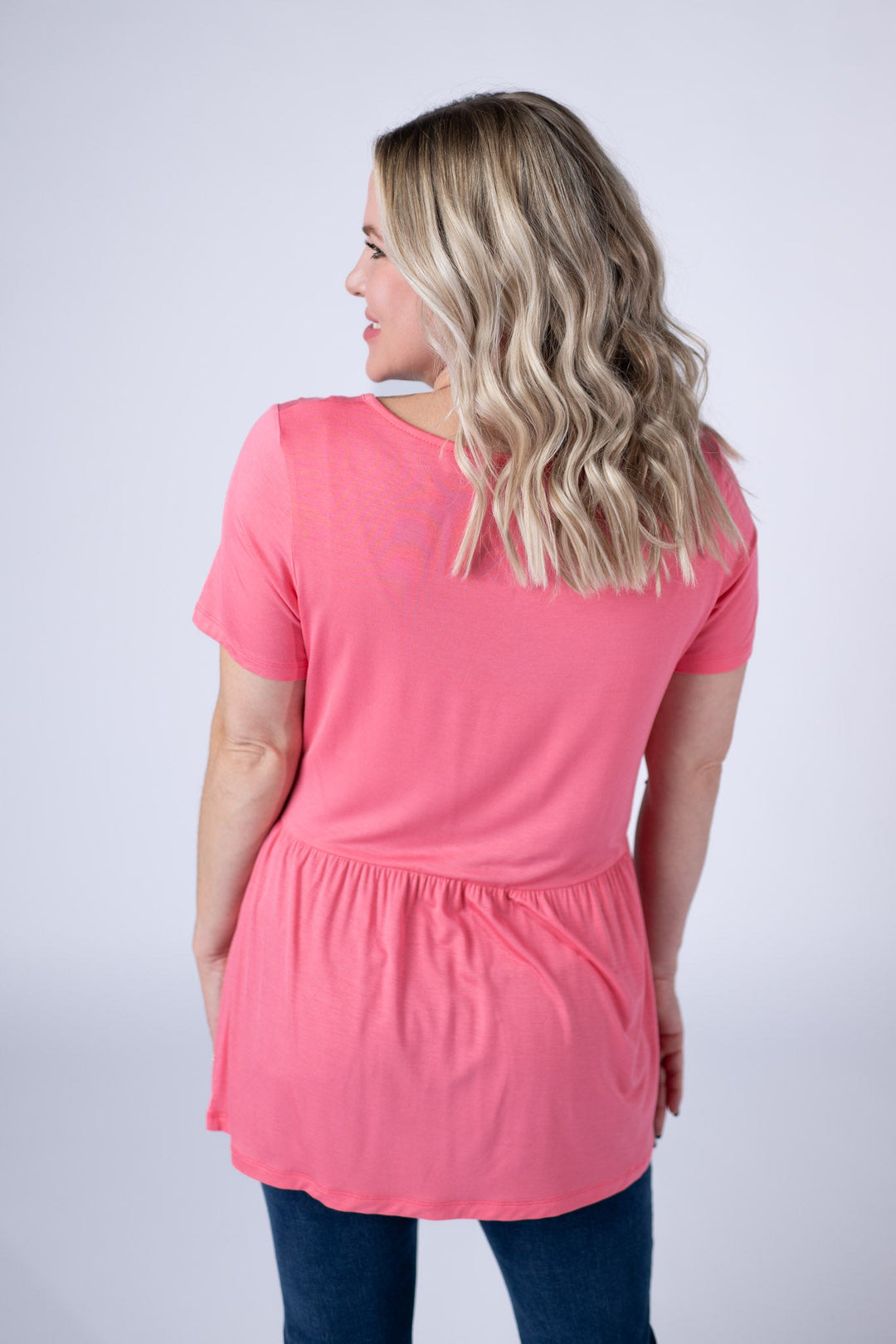 IN STOCK Sarah Ruffle Short Sleeve - Sun Kissed Coral
