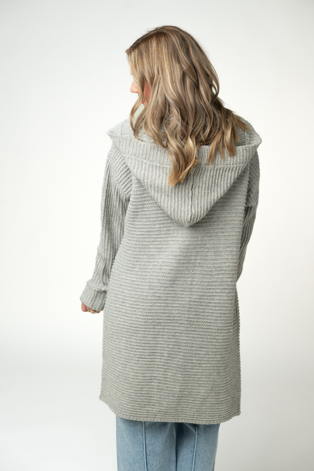 IN STOCK Lillian Long Hooded Cardigan - Grey
