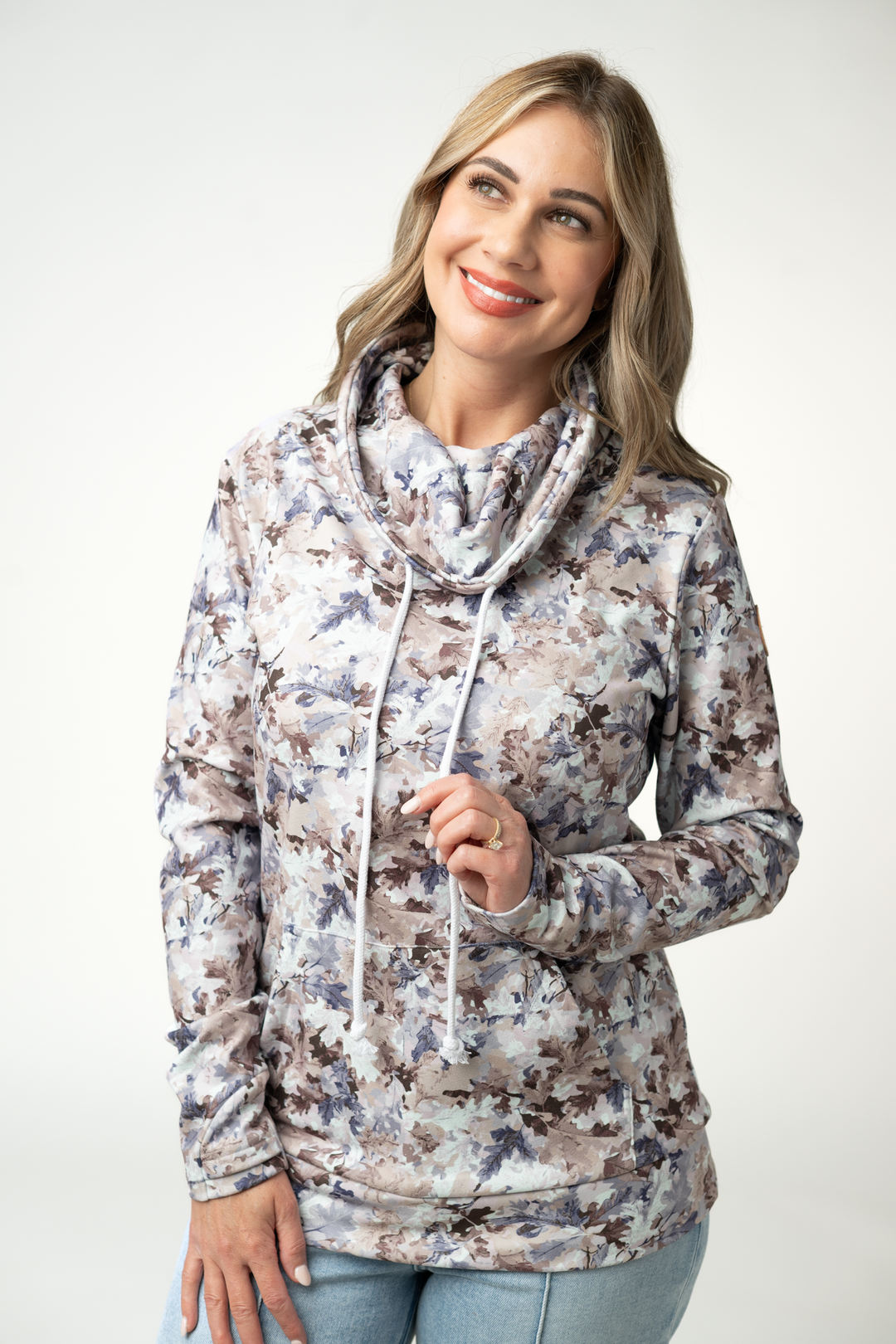 IN STOCK Soft Funnel Neck - Neutral Leaves