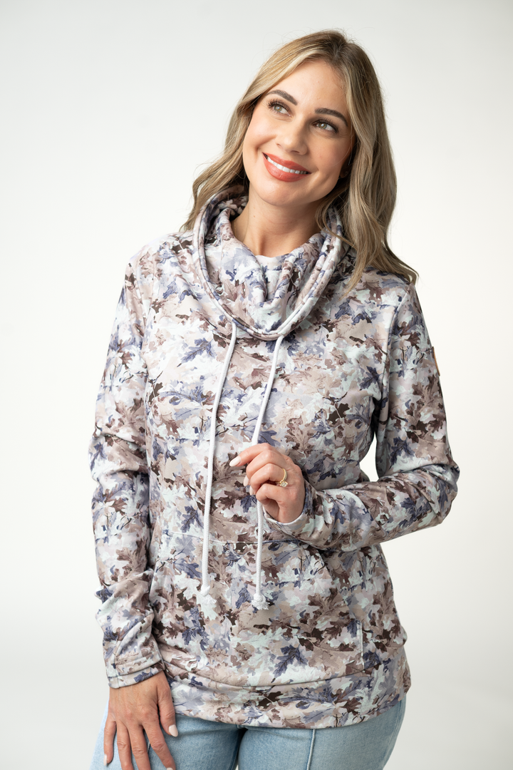 IN STOCK Soft Funnel Neck - Neutral Leaves