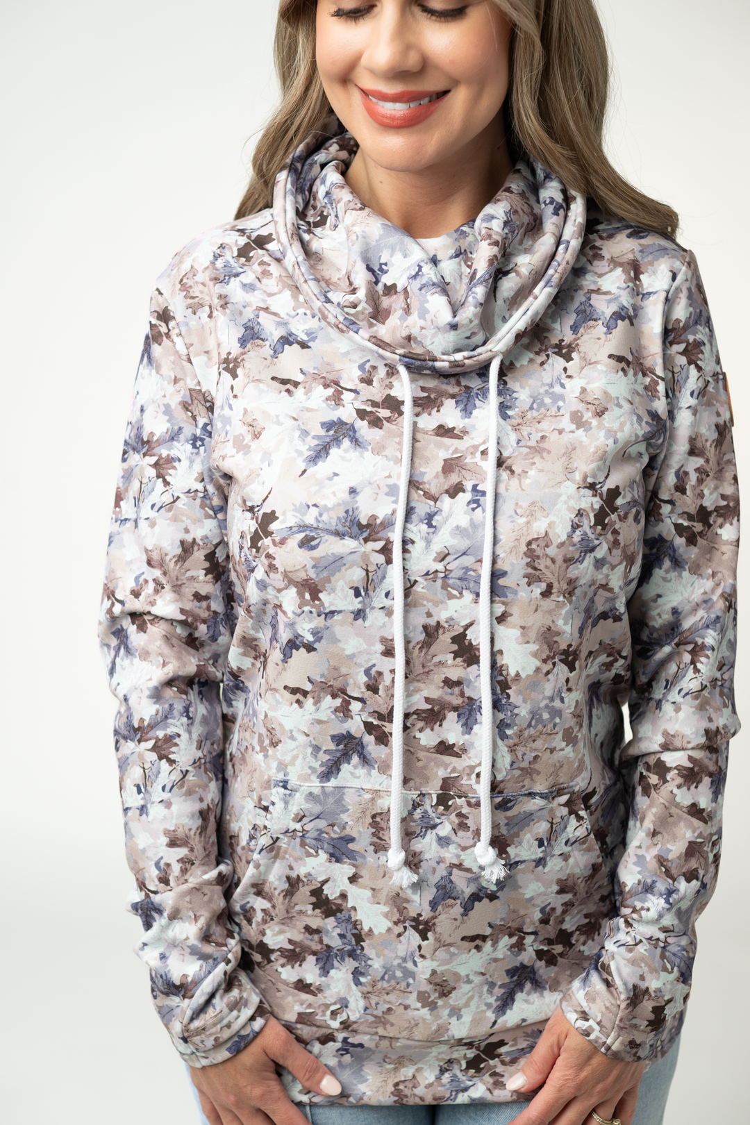 IN STOCK Soft Funnel Neck - Neutral Leaves