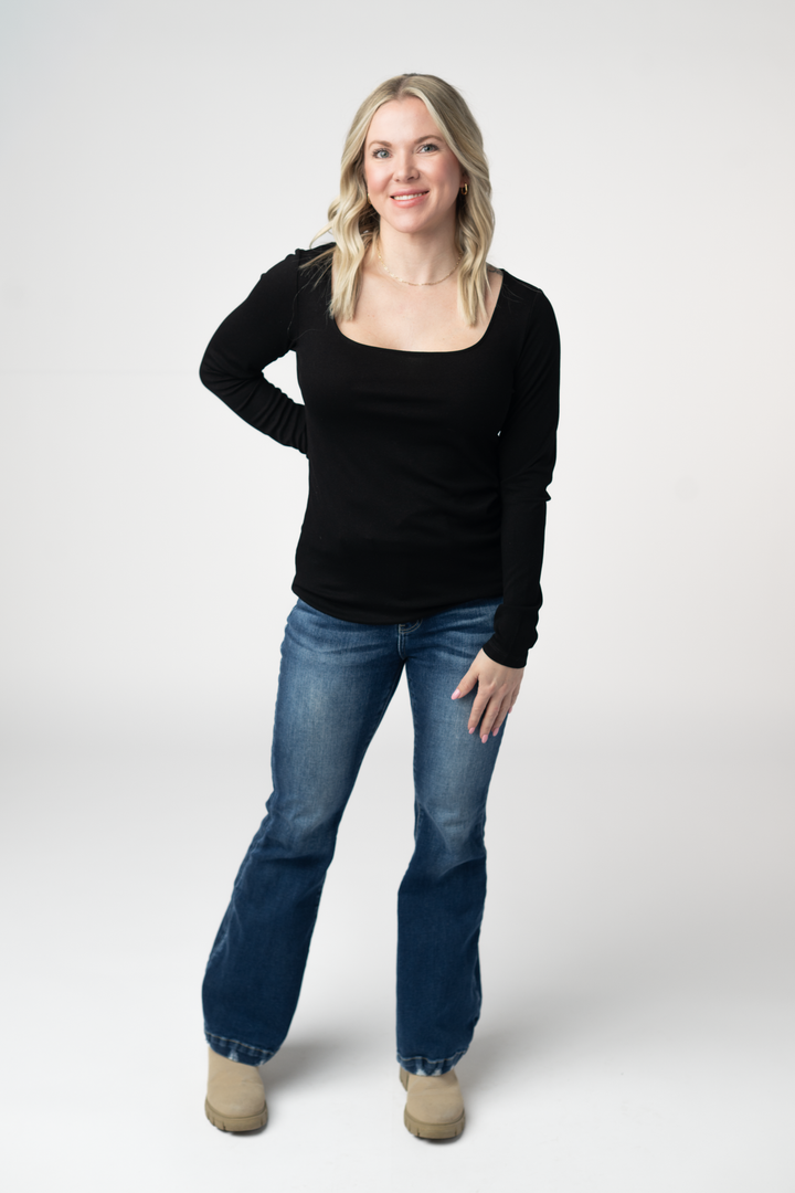 IN STOCK Alyssa Long Sleeve Top - Black