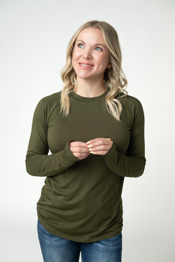 IN STOCK Blair Long Sleeve Top - Dark Olive