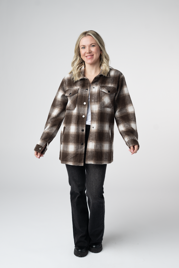 IN STOCK Norah Shacket - Brown Plaid
