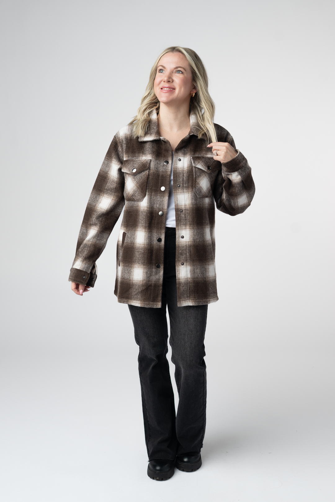 IN STOCK Norah Shacket - Brown Plaid
