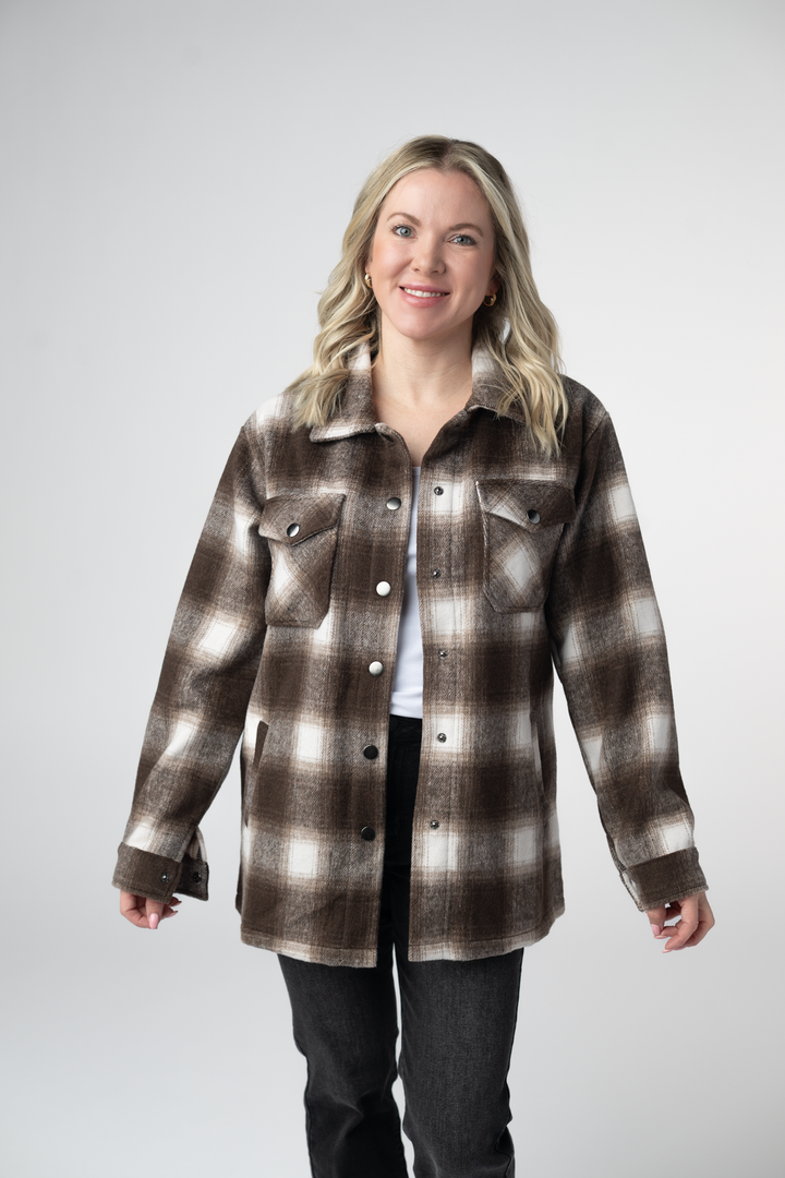 IN STOCK Norah Shacket - Brown Plaid