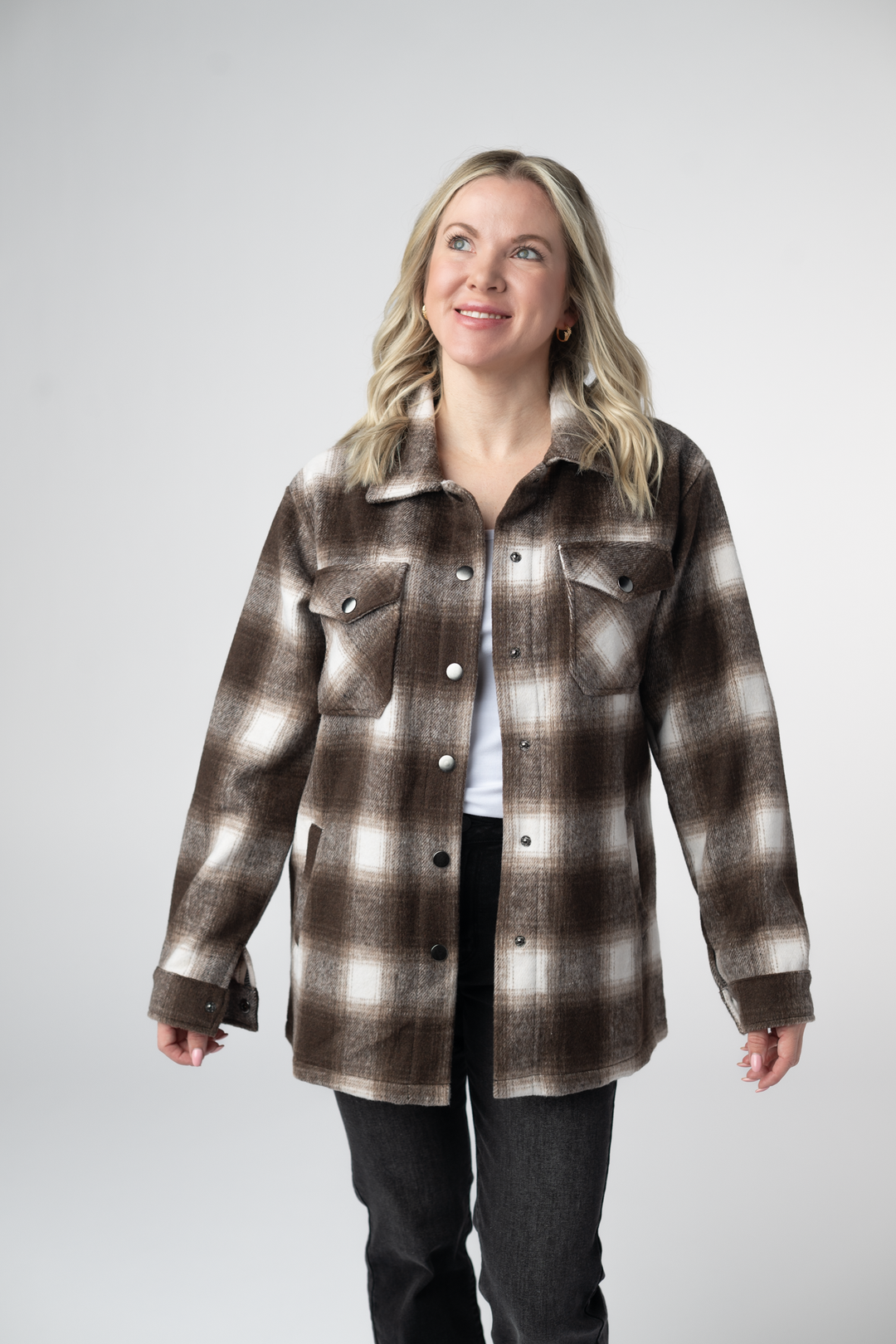IN STOCK Norah Shacket - Brown Plaid