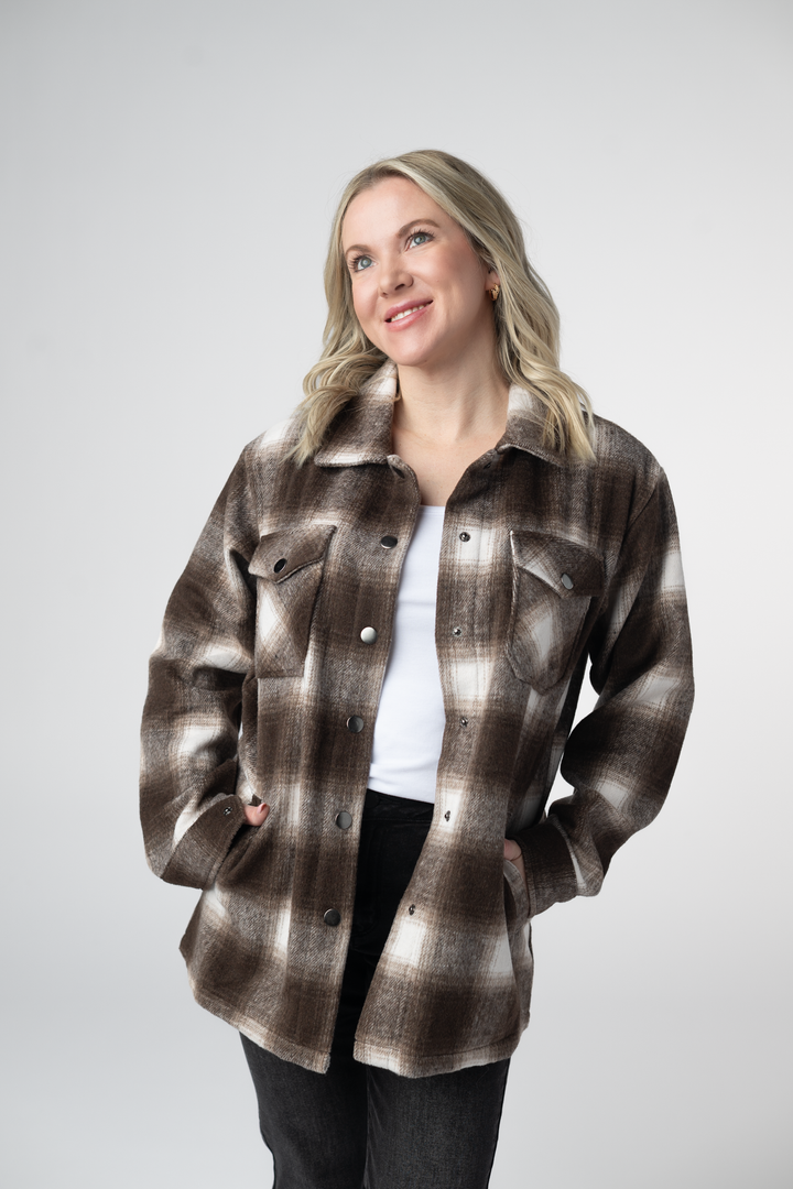 IN STOCK Norah Shacket - Brown Plaid