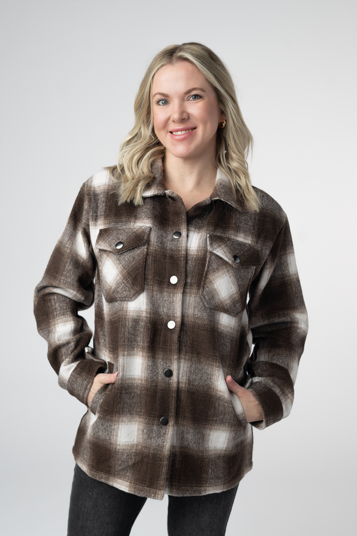 IN STOCK Norah Shacket - Brown Plaid