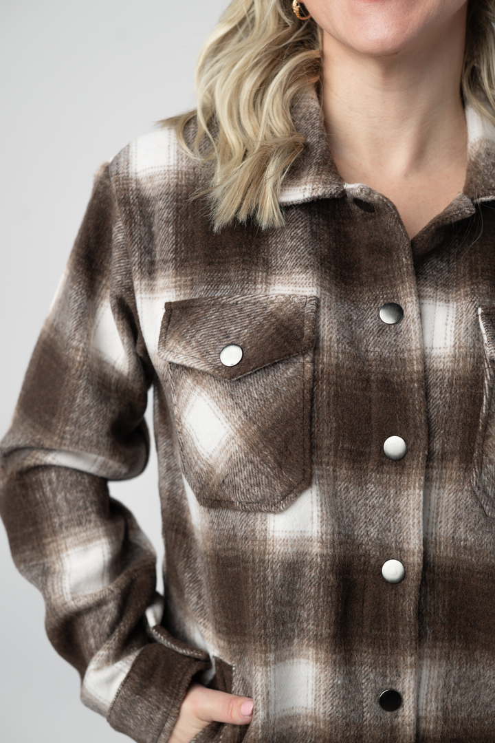 IN STOCK Norah Shacket - Brown Plaid