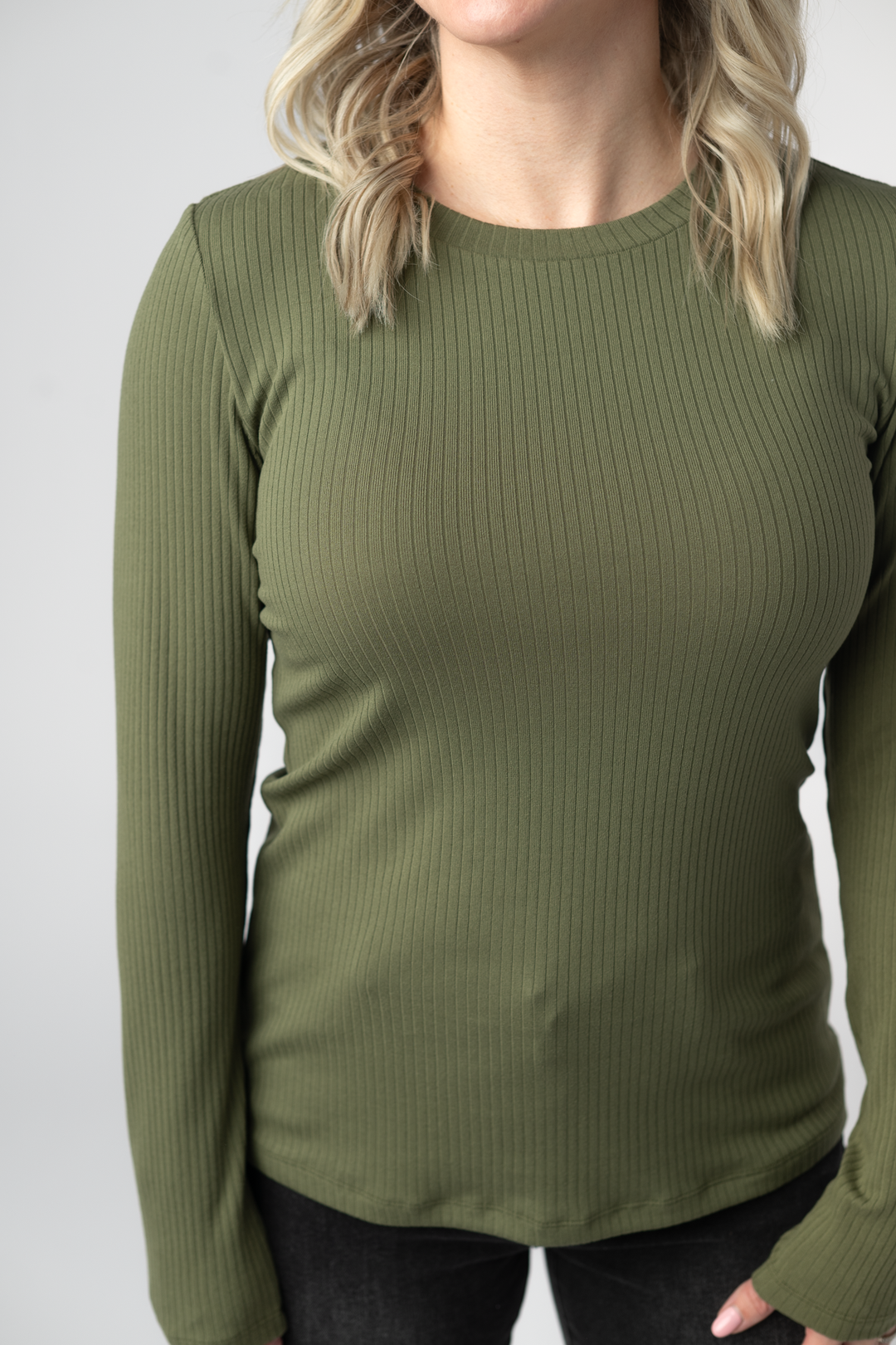 IN STOCK Reese Ribbed Long Sleeve Top - Olive