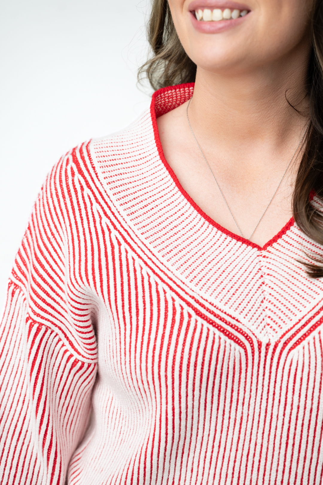 IN STOCK Candy Cane V-Neck Pullover