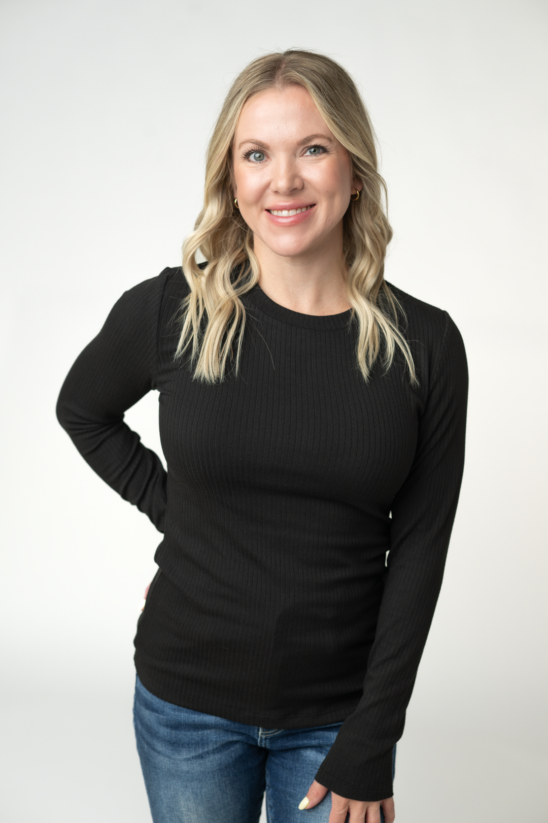 IN STOCK Reese Ribbed Long Sleeve Top - Black
