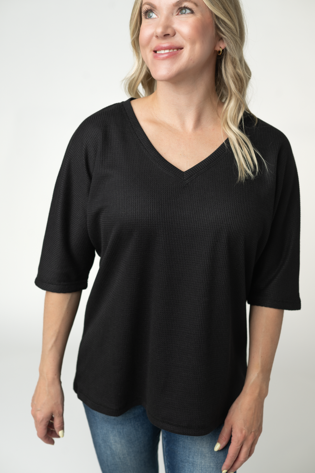 IN STOCK Emerson Waffle Top - Black
