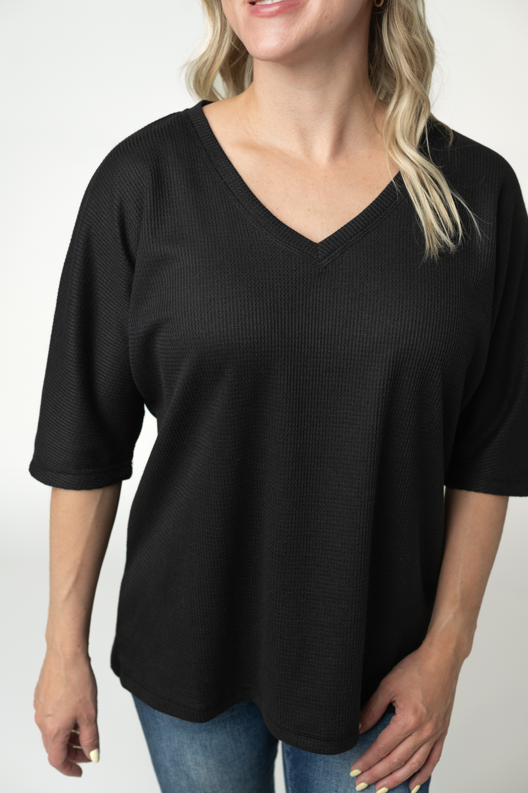 IN STOCK Emerson Waffle Top - Black