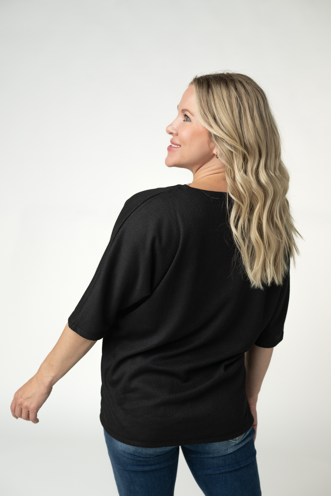 IN STOCK Emerson Waffle Top - Black