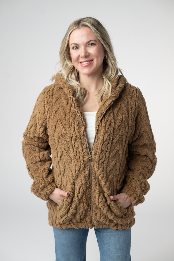 IN STOCK Fuzzy Sherpa Fullzip Hoodie - Maple