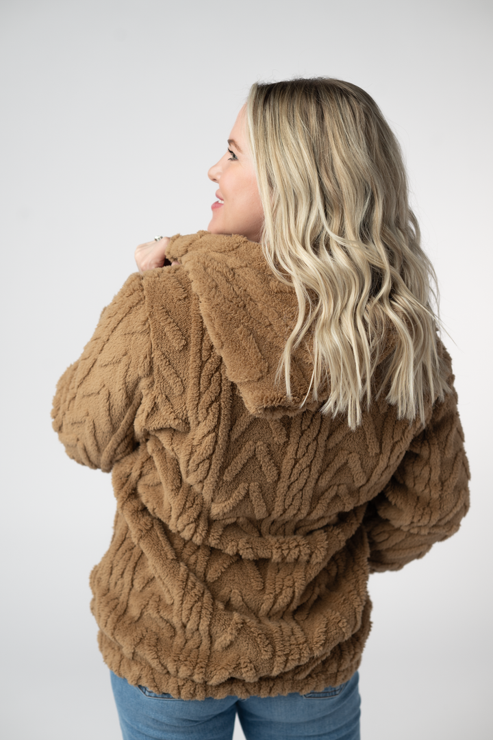 IN STOCK Fuzzy Sherpa Fullzip Hoodie - Maple