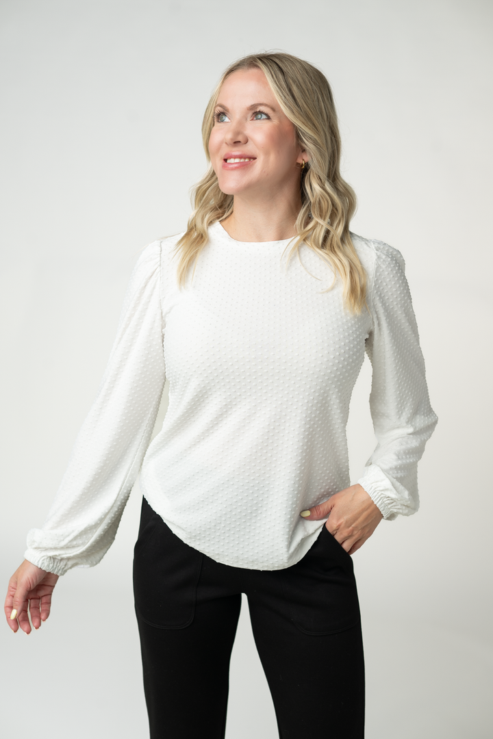 IN STOCK Miranda Dot Top - White