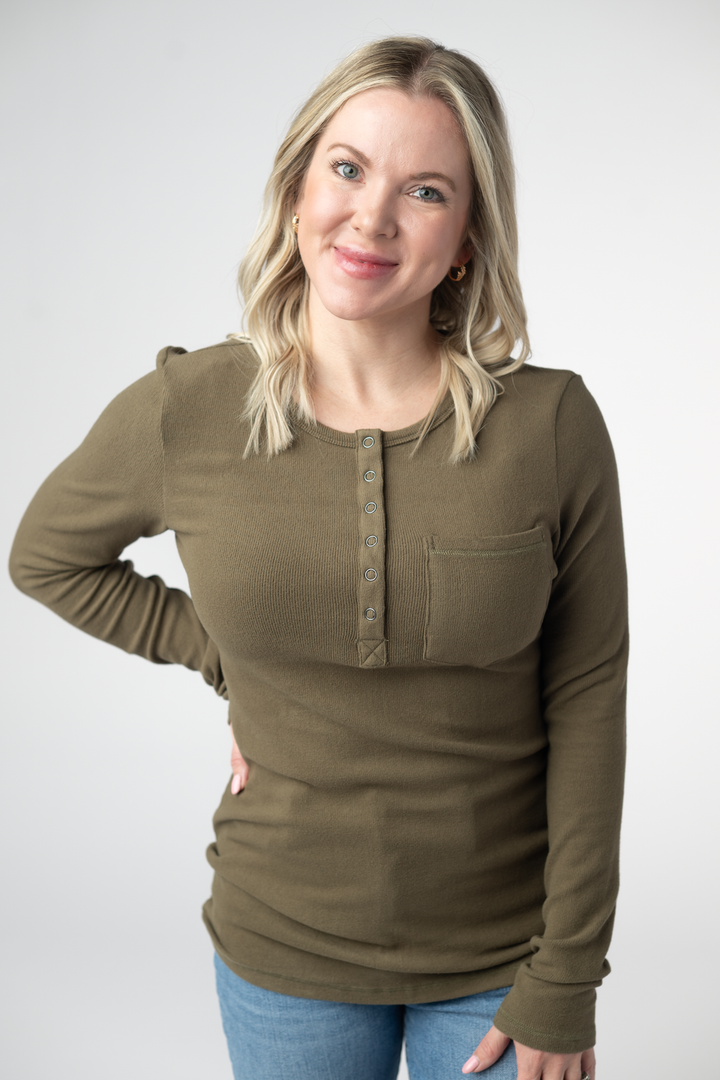IN STOCK Georgia Long Sleeve Top - Olive