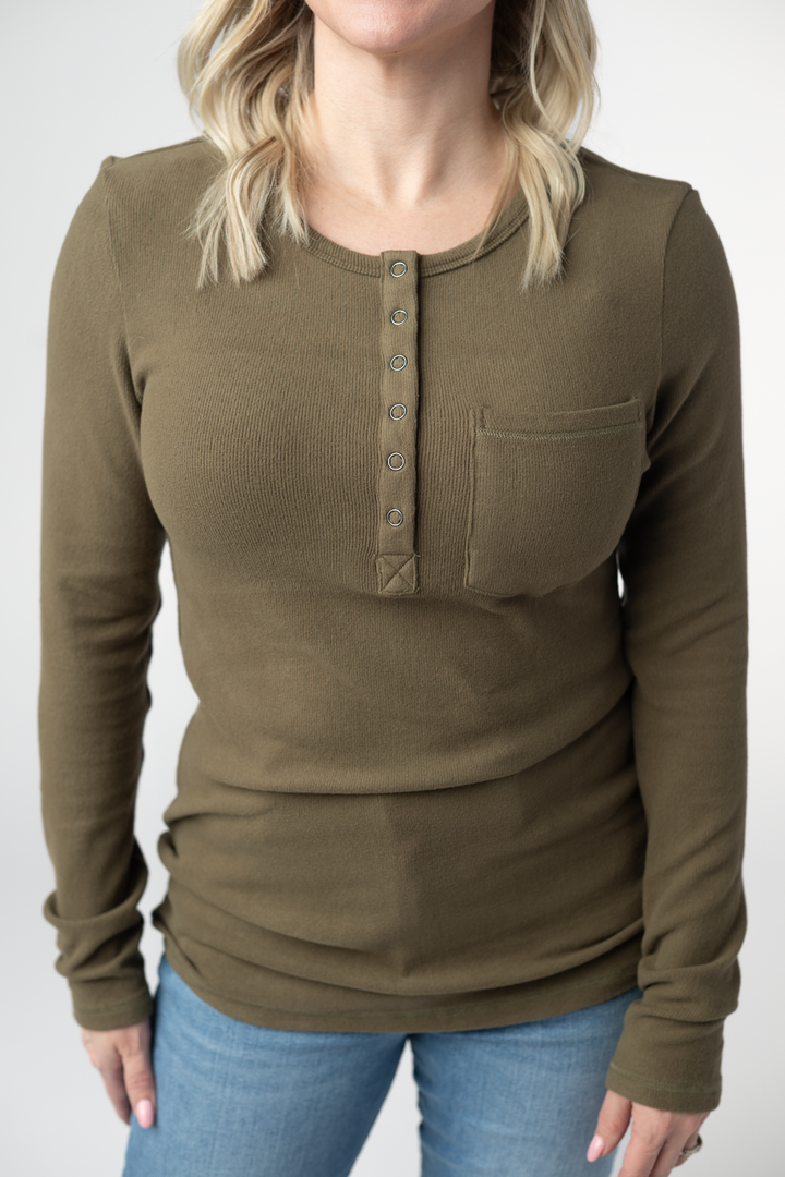 IN STOCK Georgia Long Sleeve Top - Olive
