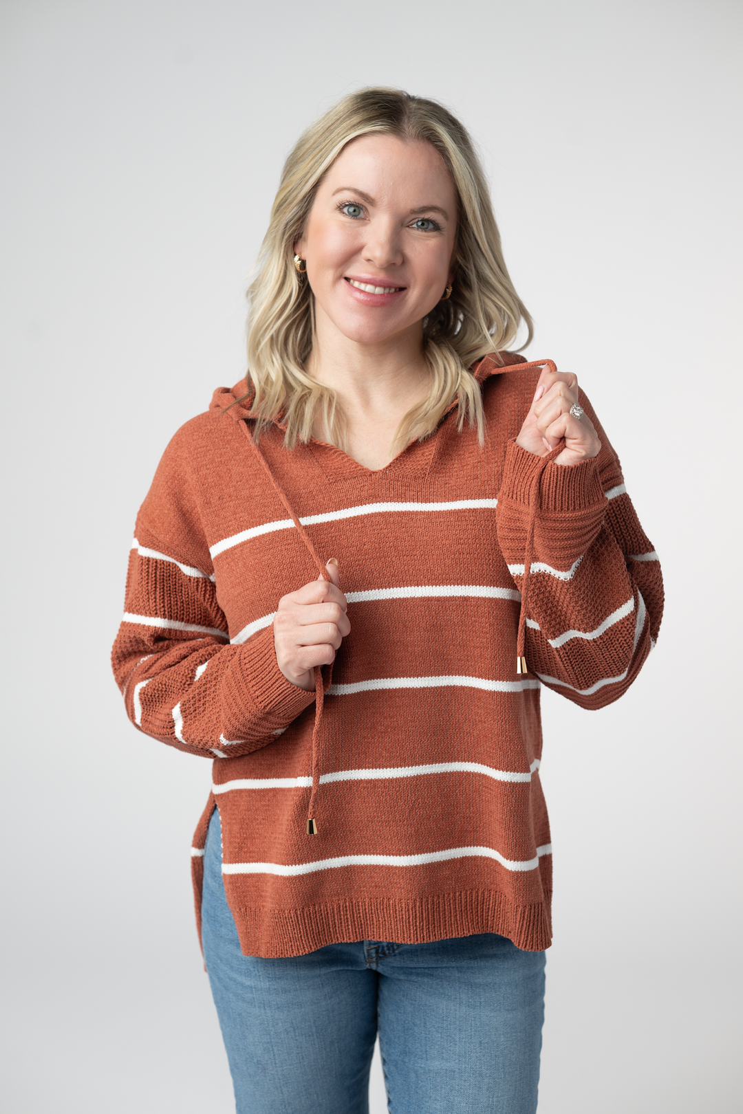 IN STOCK Maddie Striped Hoodie - Pumpkin Spice