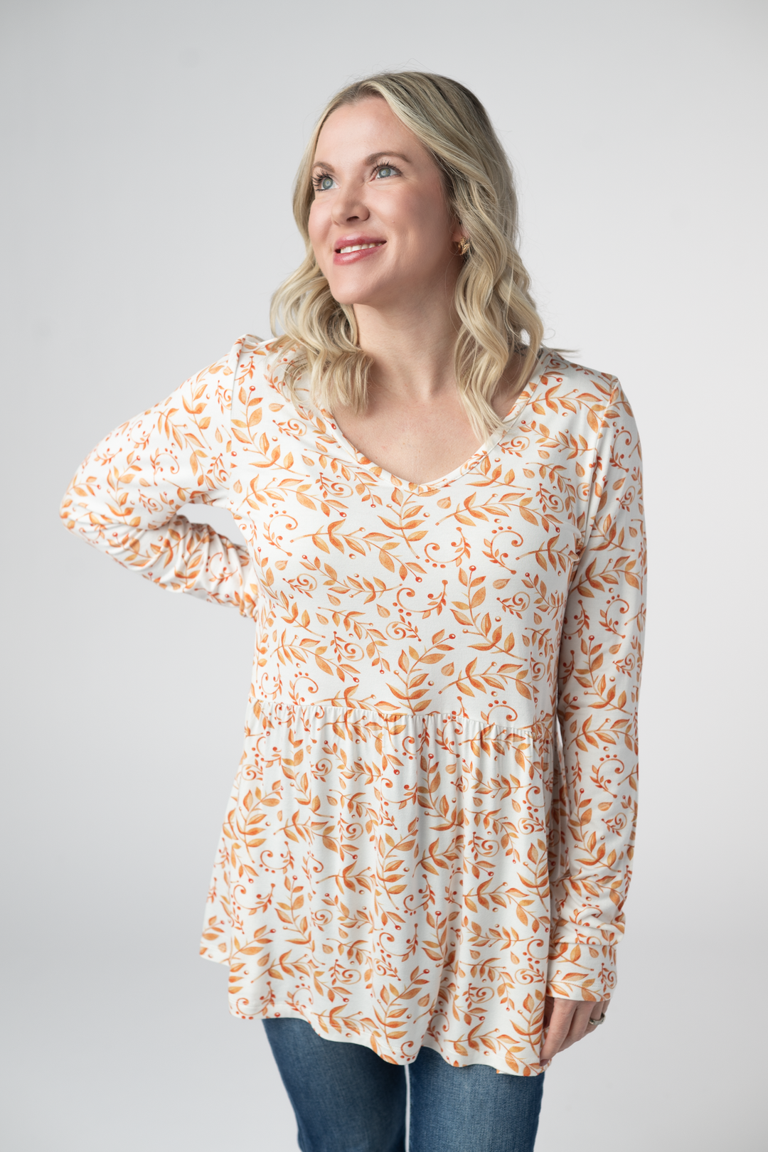 IN STOCK Long Sleeve Sarah Ruffle Top - Autumn Vines