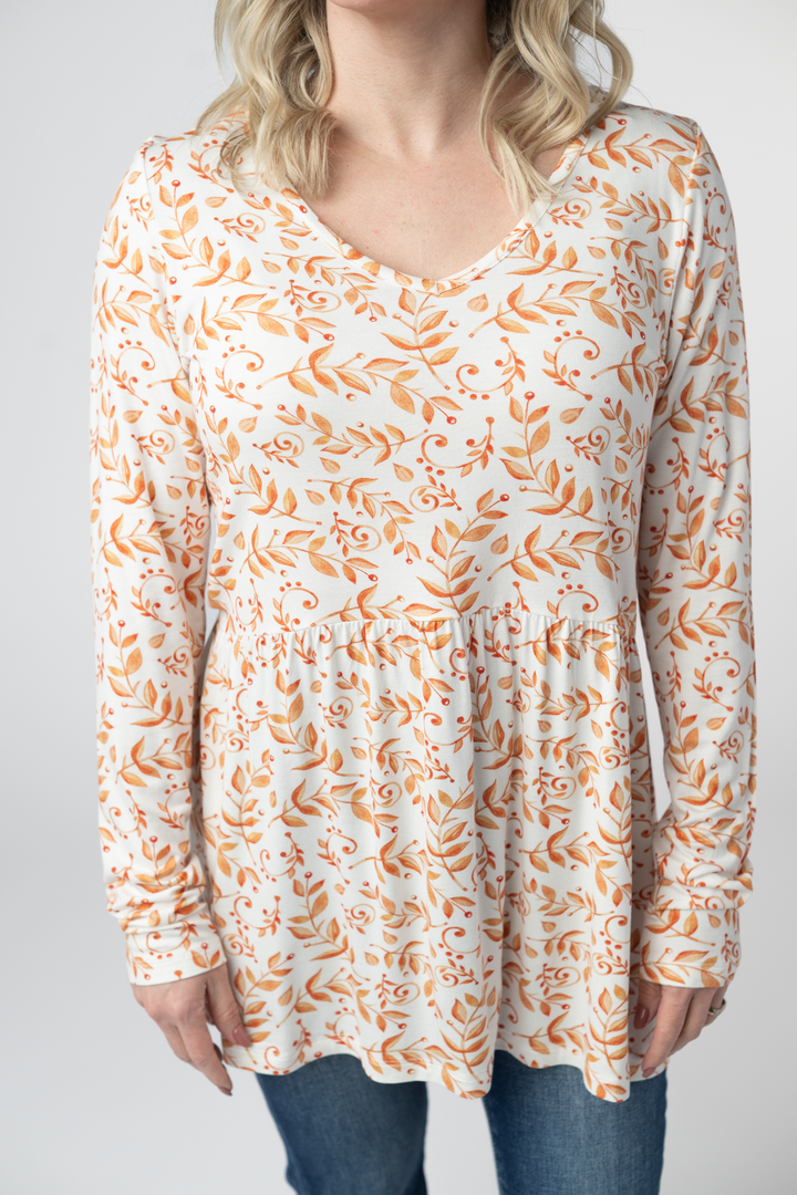IN STOCK Long Sleeve Sarah Ruffle Top - Autumn Vines