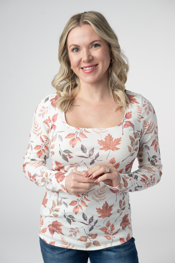 IN STOCK Alyssa Long Sleeve Top - Harvest Leaves