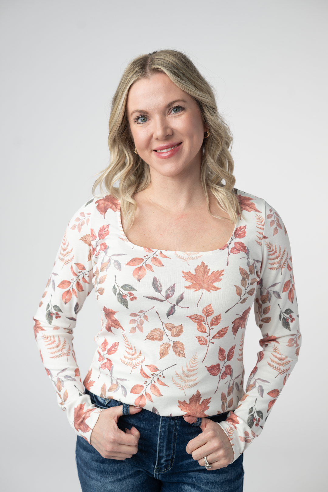 IN STOCK Alyssa Long Sleeve Top - Harvest Leaves