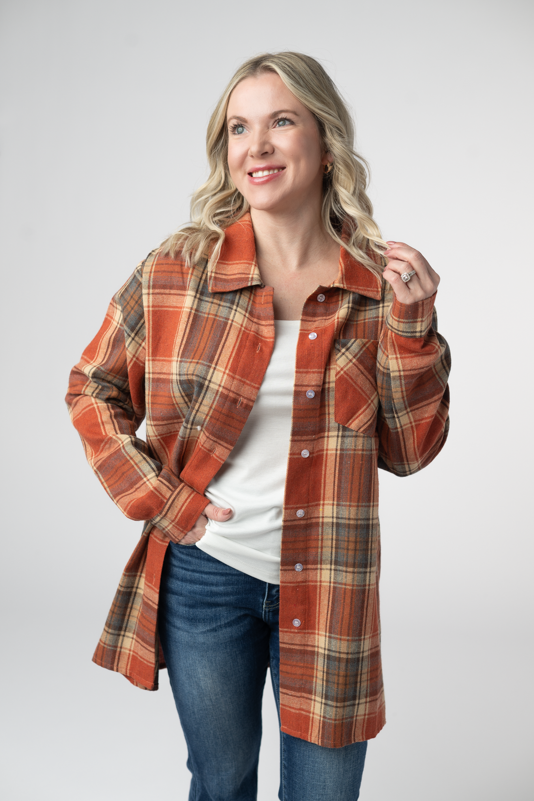 IN STOCK Tunic Plaid Top - Pumpkin Plaid