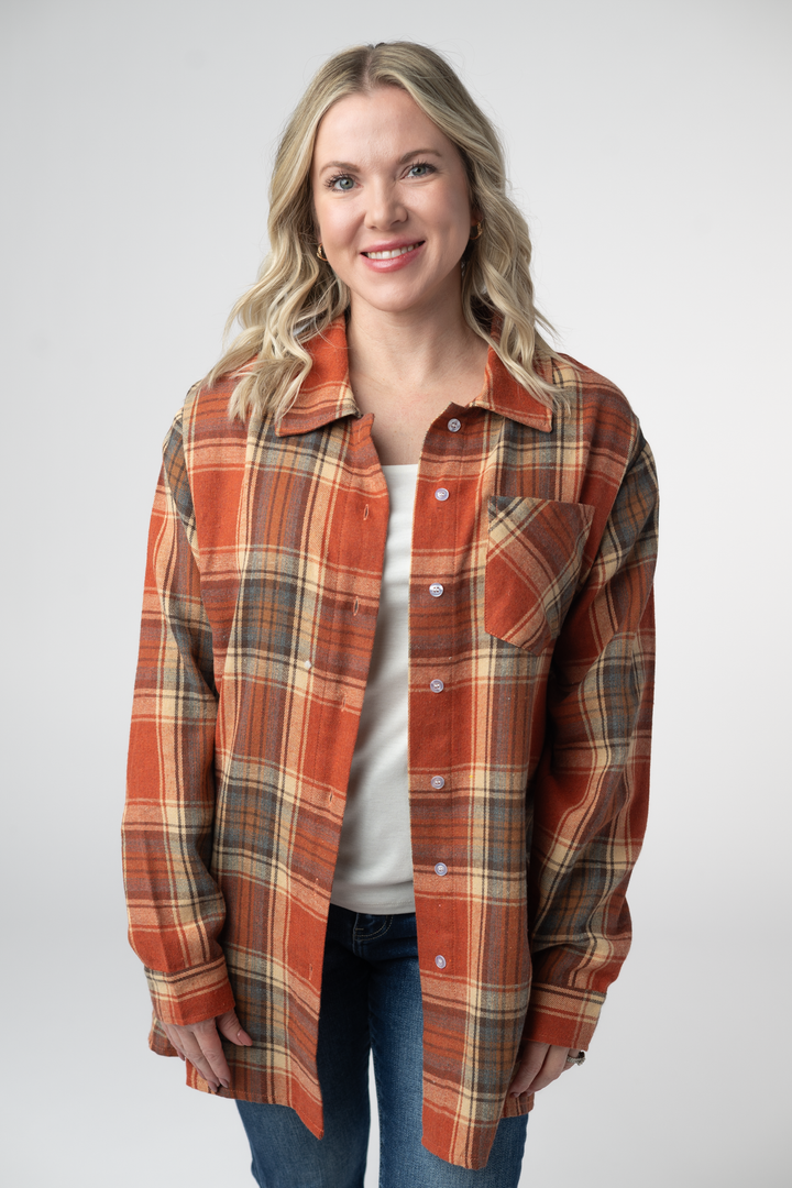 IN STOCK Tunic Plaid Top - Pumpkin Plaid