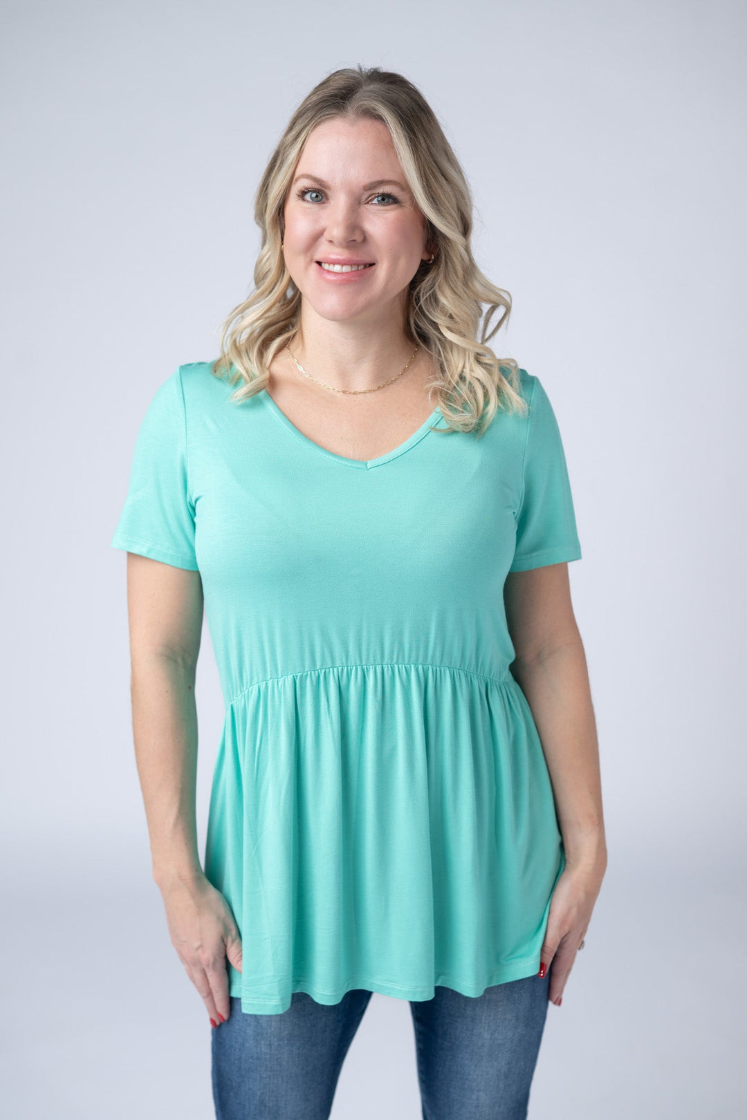 IN STOCK Sarah Ruffle Short Sleeve - Turquoise
