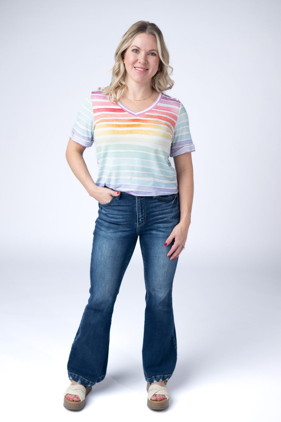 IN STOCK Sophie Top - Rainbow Stripes