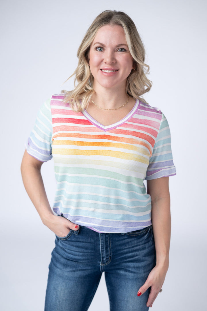 IN STOCK Sophie Top - Rainbow Stripes