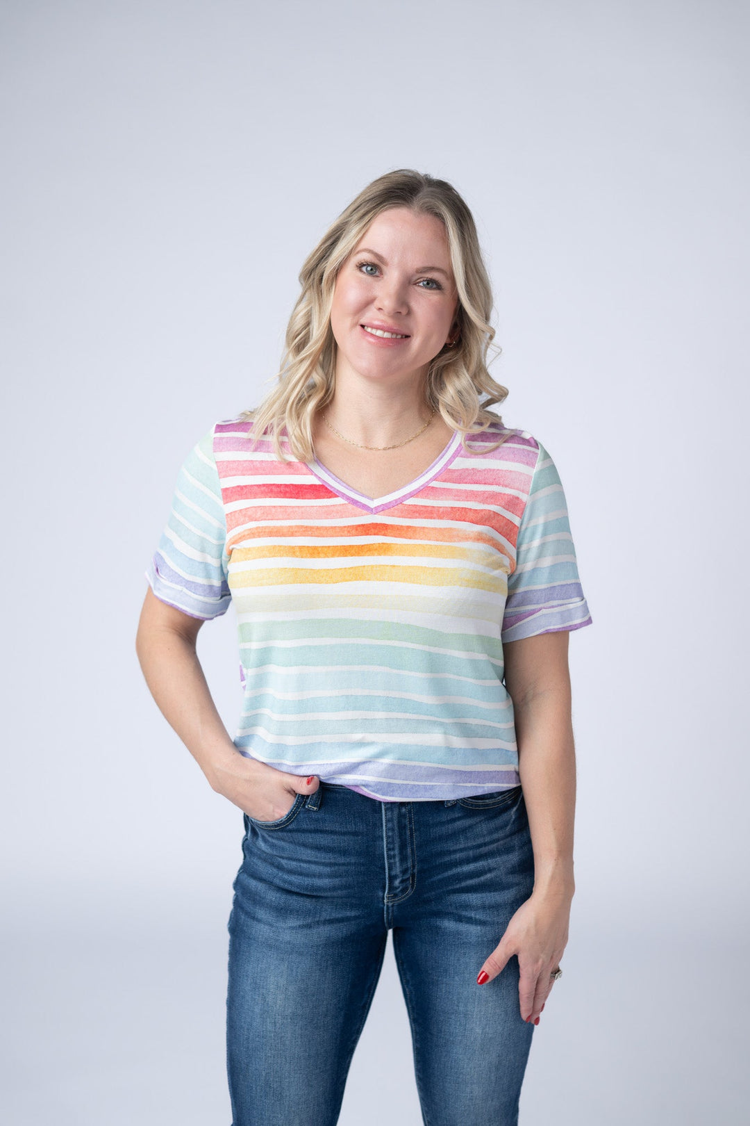 IN STOCK Sophie Top - Rainbow Stripes