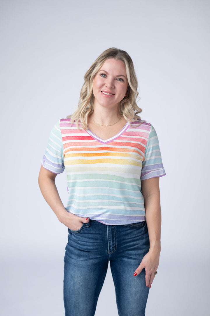 IN STOCK Sophie Top - Rainbow Stripes