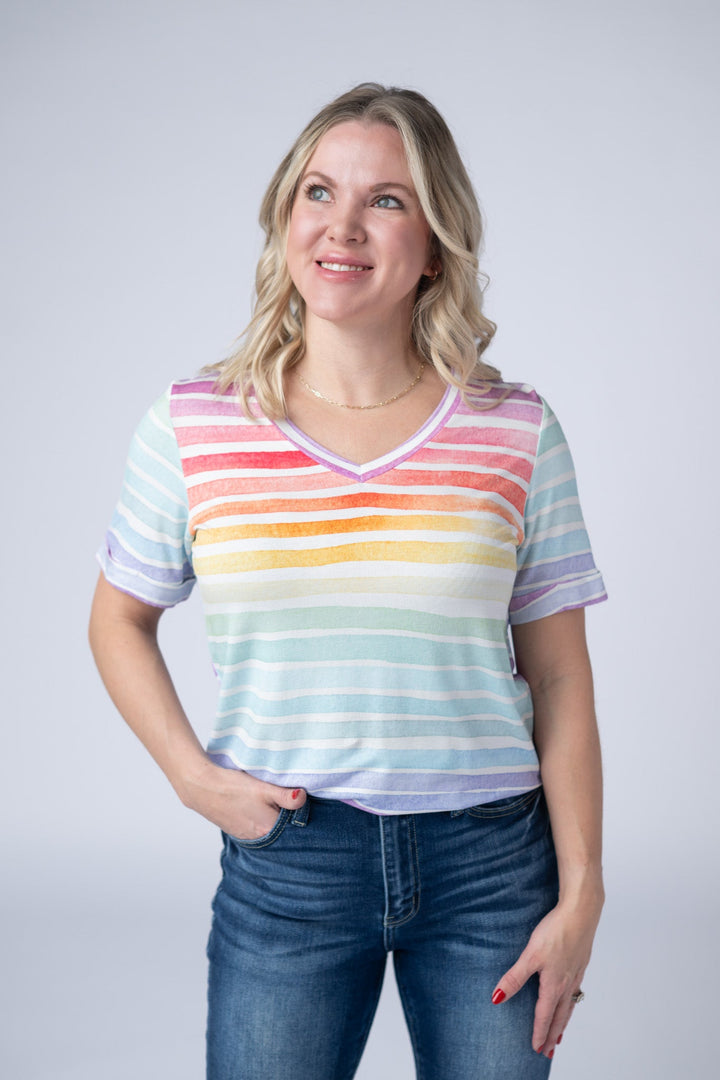 IN STOCK Sophie Top - Rainbow Stripes