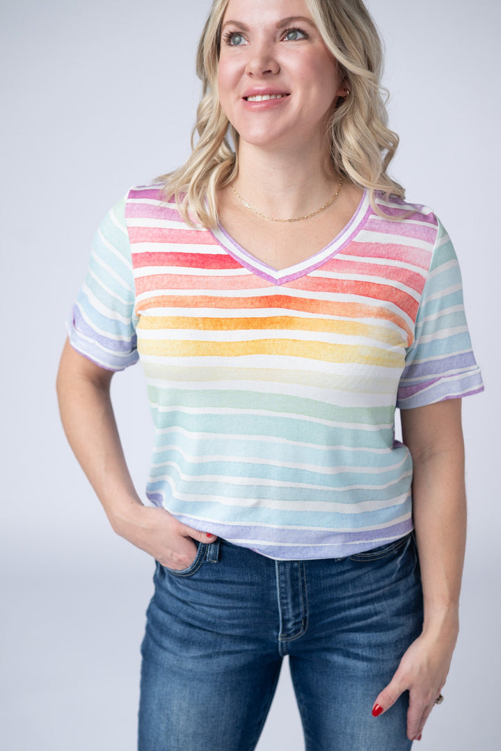 IN STOCK Sophie Top - Rainbow Stripes