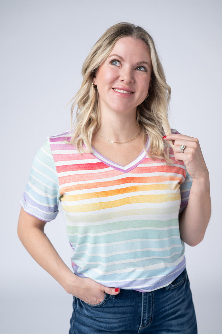 IN STOCK Sophie Top - Rainbow Stripes
