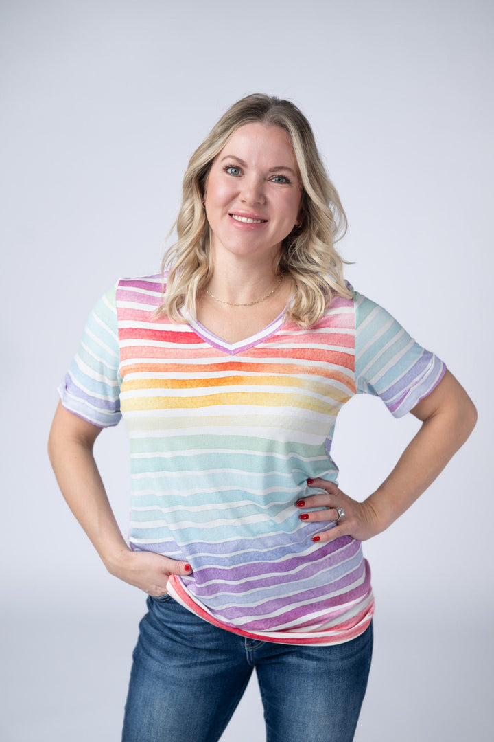 IN STOCK Sophie Top - Rainbow Stripes