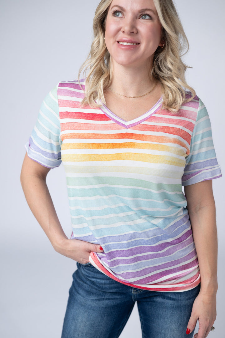 IN STOCK Sophie Top - Rainbow Stripes