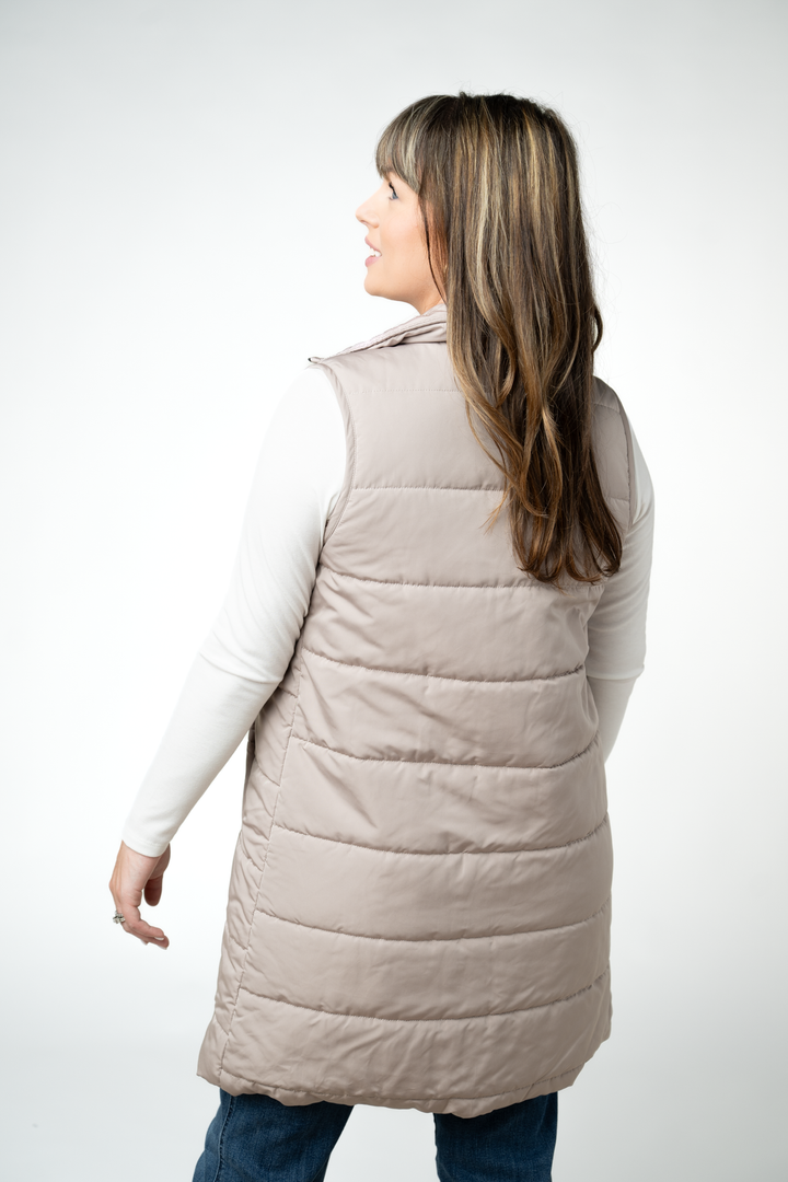 IN STOCK Harlow Long Vest - Latte