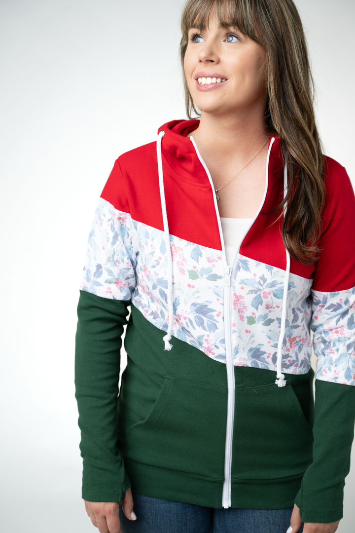 IN STOCK Colorblock Fullzip - Red, Winter Berry, Evergreen