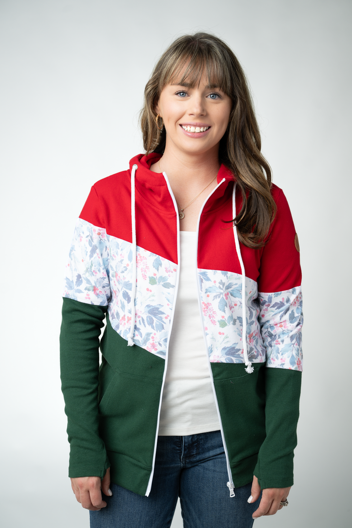 IN STOCK Colorblock Fullzip - Red, Winter Berry, Evergreen
