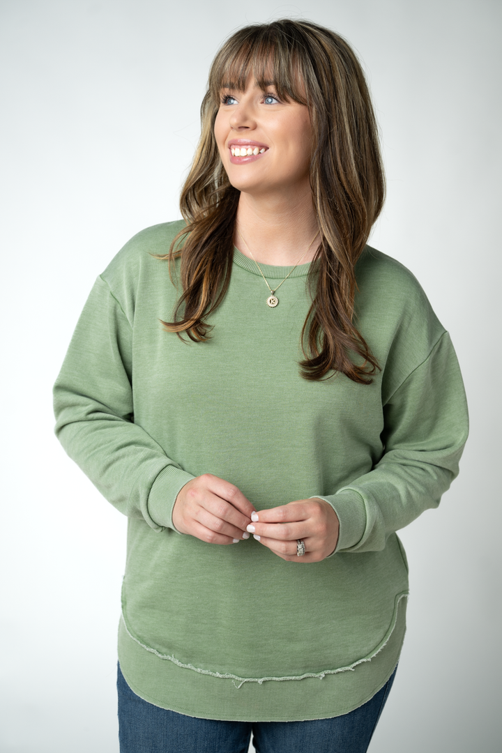 IN STOCK Vintage Wash Pullover - Olive